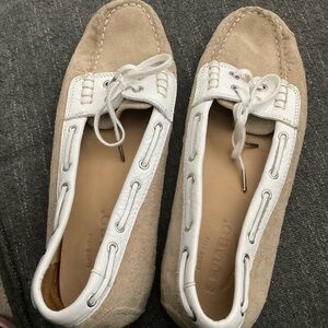 Sebago Bala Suede and Leather Boat Shoes in Beige and White
